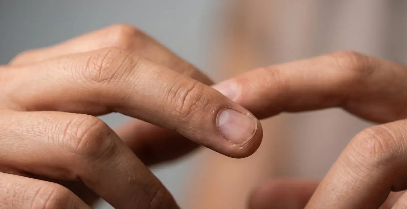 Hands interacting with virtual interface showing personalized avatar customization options