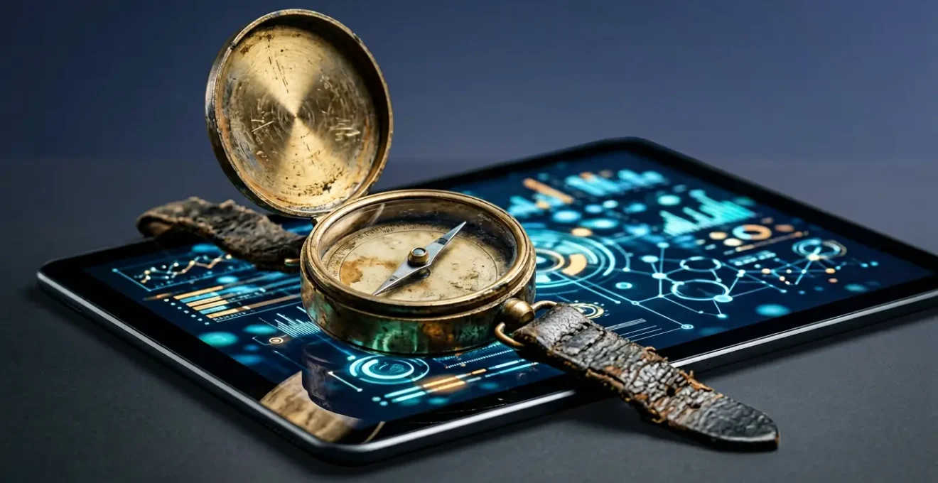 Business transformation concept showing the tension between legacy systems and modern digital infrastructure