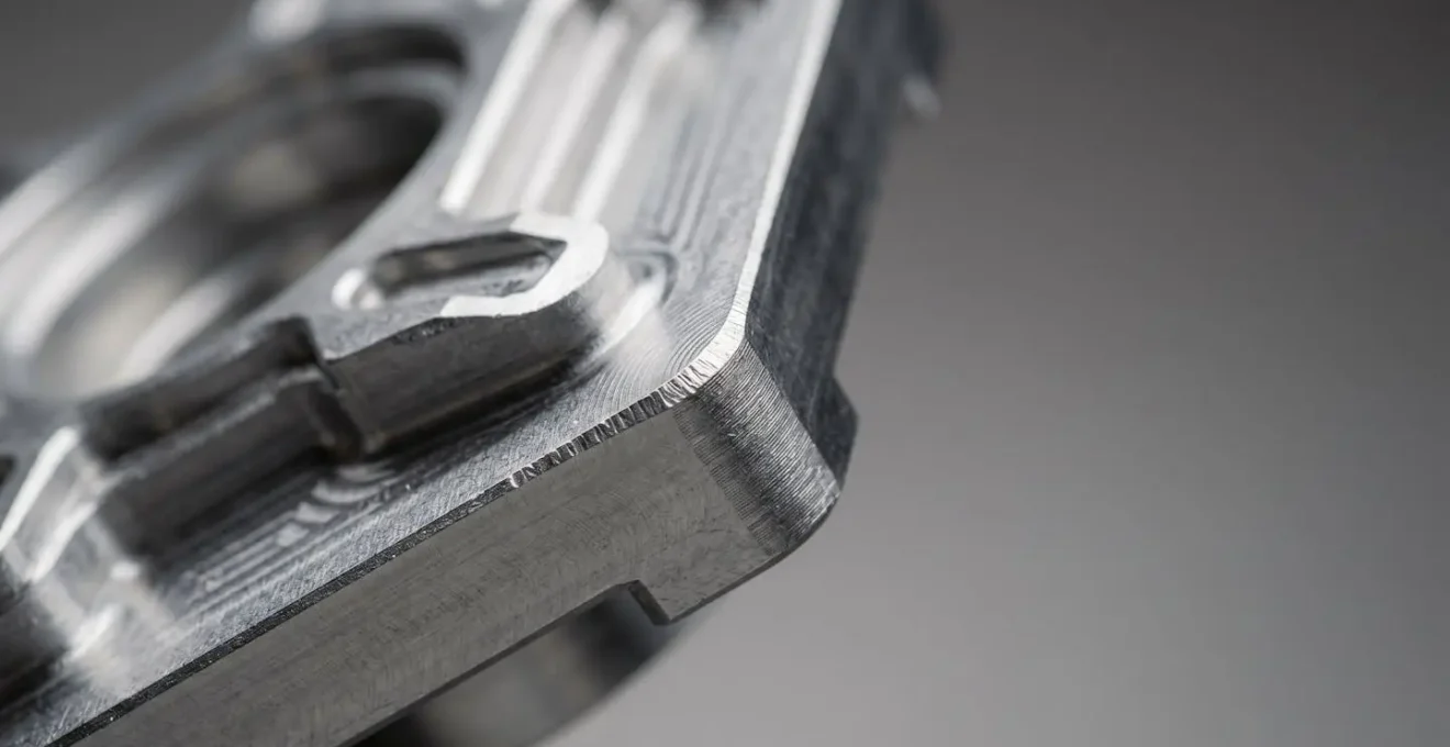 Extreme close-up of precision-machined prototype component showing surface quality