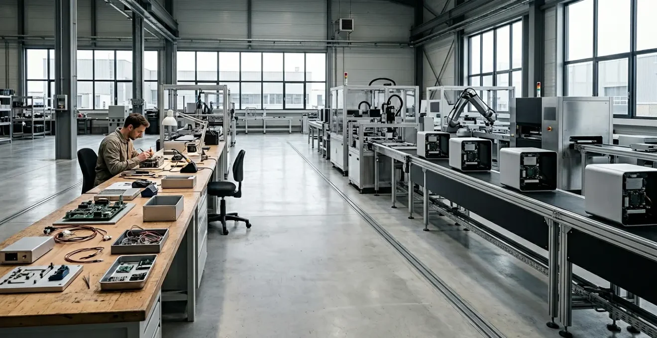 Prototype to mass production transition in hardware manufacturing