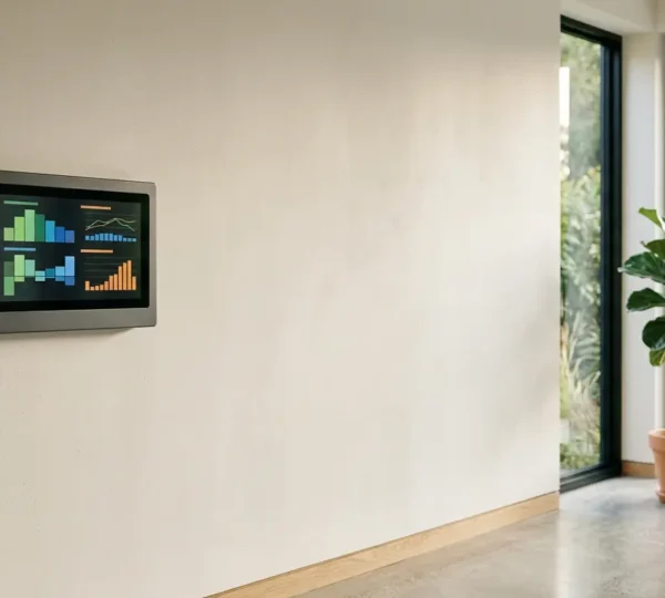 Modern smart home energy monitoring system displaying real-time consumption data