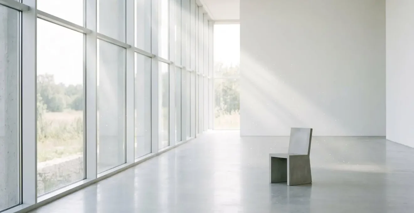 Wide environmental shot showing spatial relationship between viewing position and bright ambient lighting