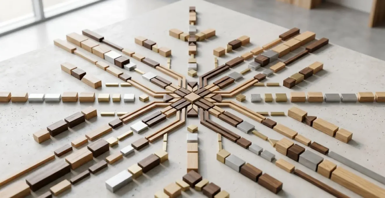 Symbolic representation of AI-powered warehouse logistics optimization through abstract geometric patterns
