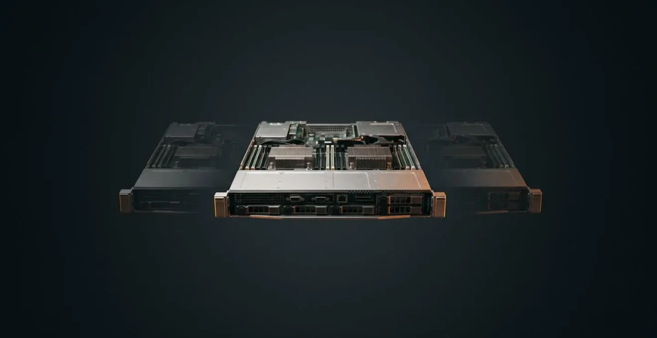 Abstract representation of server consolidation showing physical density through minimalist composition